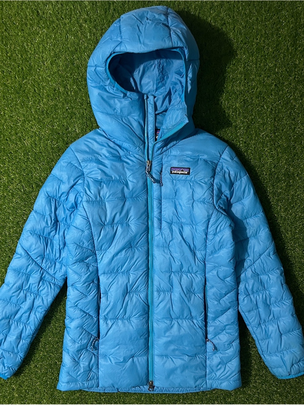 Patagonia Women's Blue Hooded Macro Puff Puffer Jacket Coat Sweater Hoodie XS